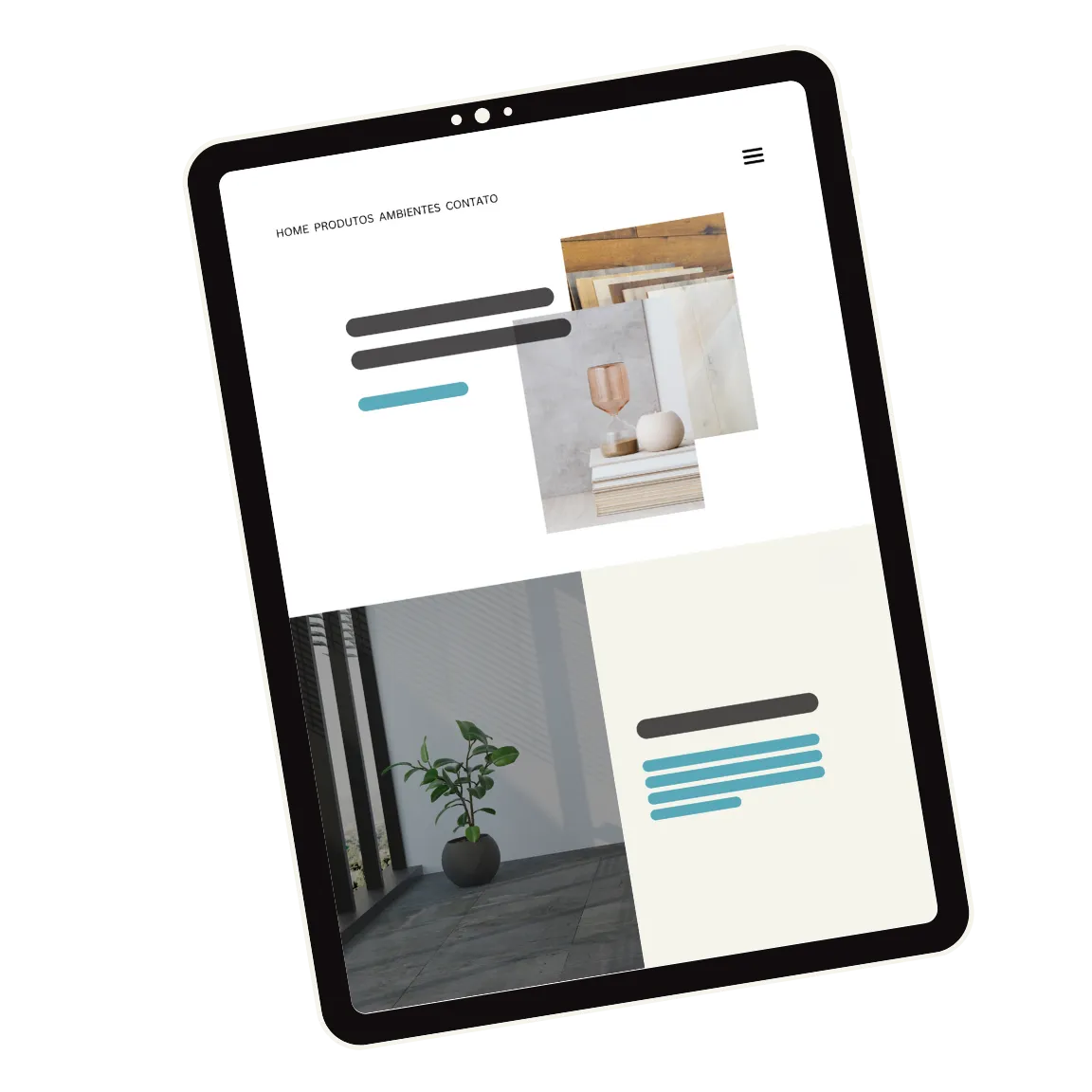 Um mockup de um site em um tablet